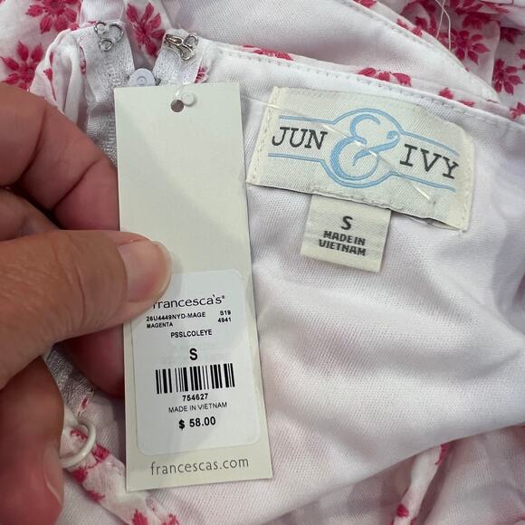 NWT Francesca's Collections Jun & Ivy Pink & White Eyelet Daisy Skater Dress - Picture 13 of 14